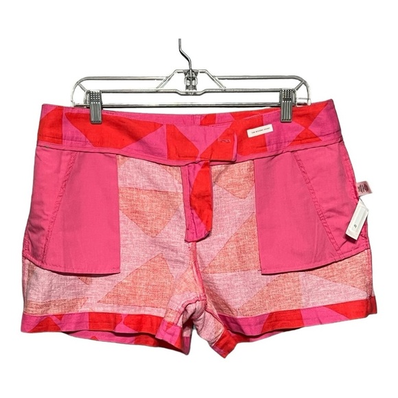 Ann Taylor Loft The Riviera Short Pink Red Linen Cotton Blend Flat Front Chino - Picture 5 of 9